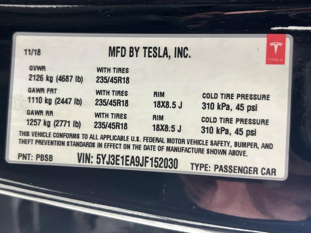 used 2018 Tesla Model 3 car, priced at $15,991