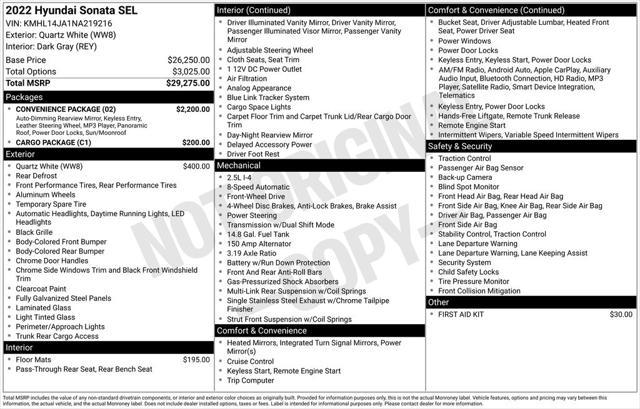 used 2022 Hyundai Sonata car, priced at $22,064