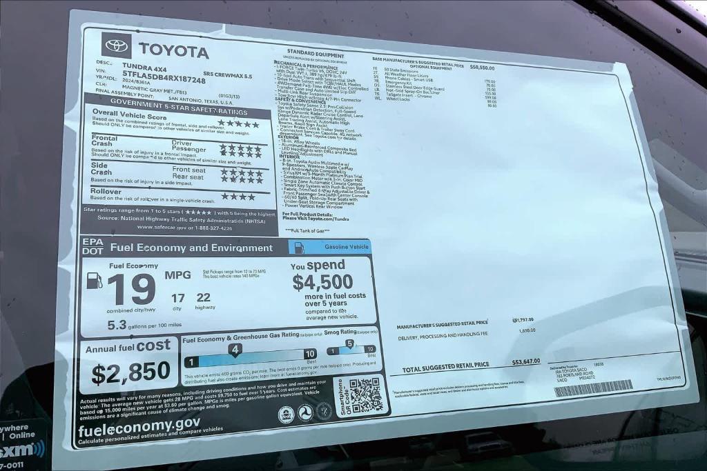 new 2024 Toyota Tundra car, priced at $51,446