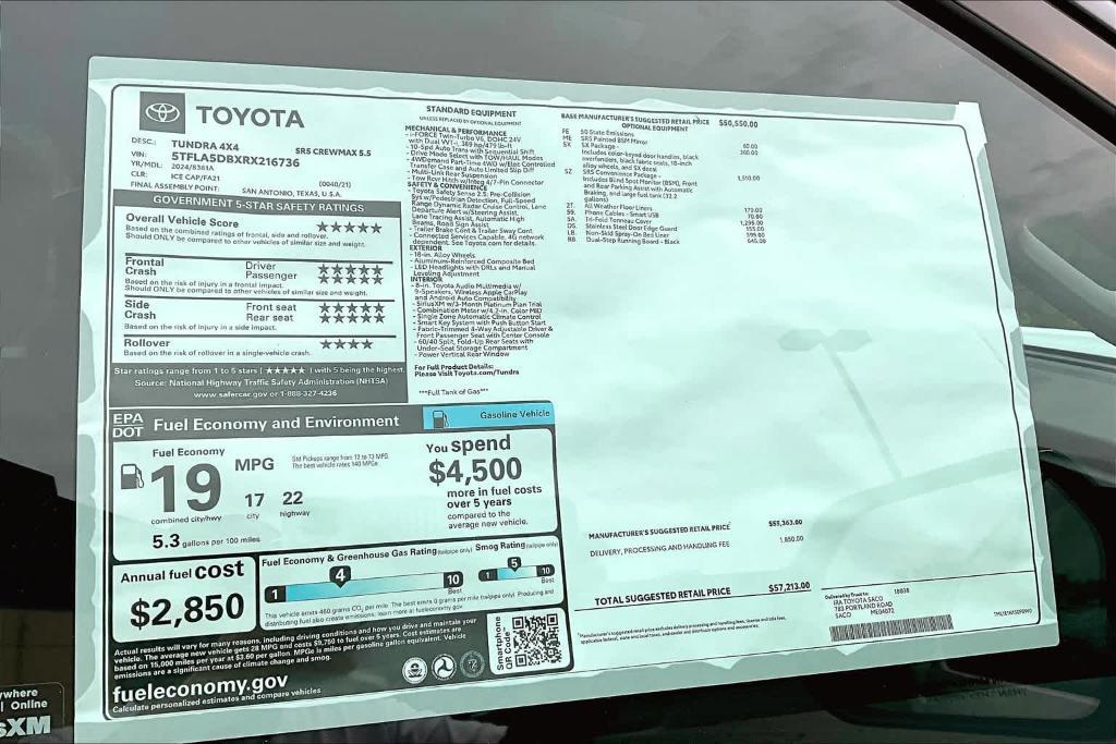 new 2024 Toyota Tundra car, priced at $53,213