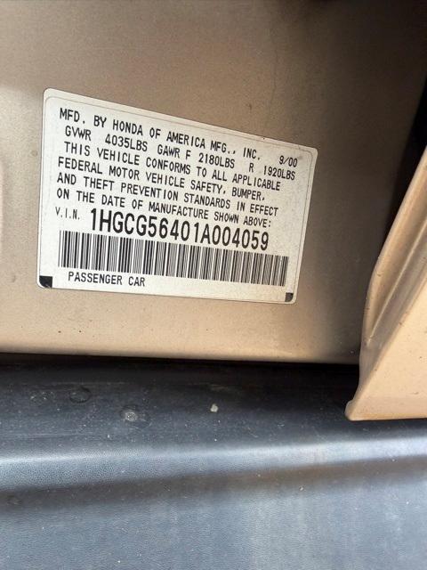 used 2001 Honda Accord car, priced at $2,500