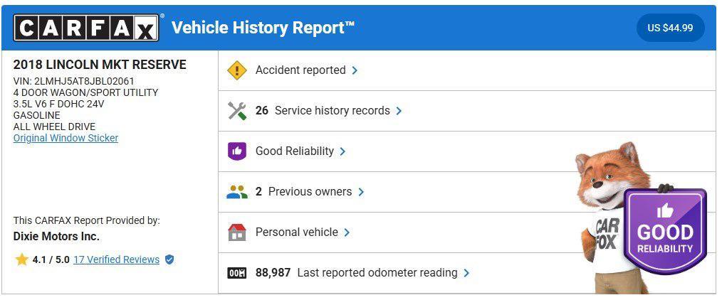 used 2018 Lincoln MKT car, priced at $17,995