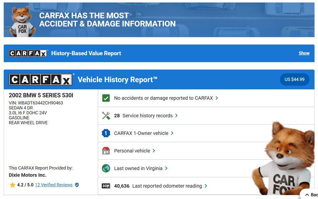used 2002 BMW 530 car, priced at $14,995