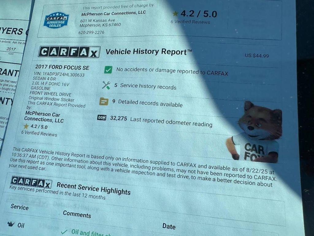 used 2017 Ford Focus car, priced at $11,995