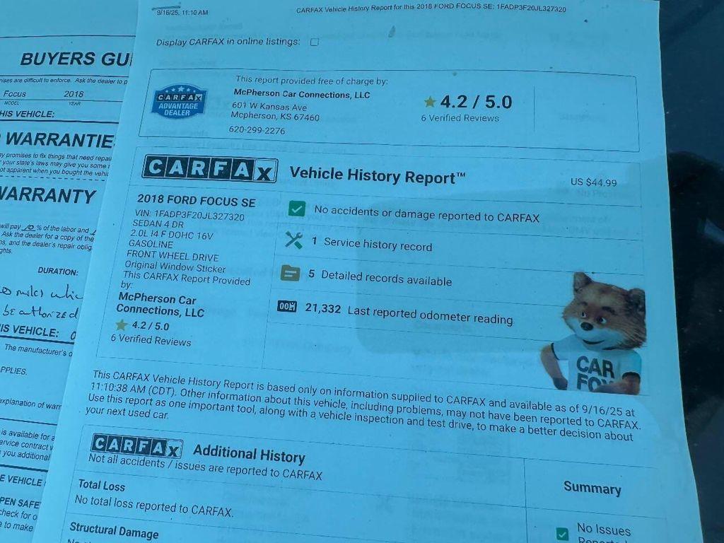 used 2018 Ford Focus car, priced at $12,995