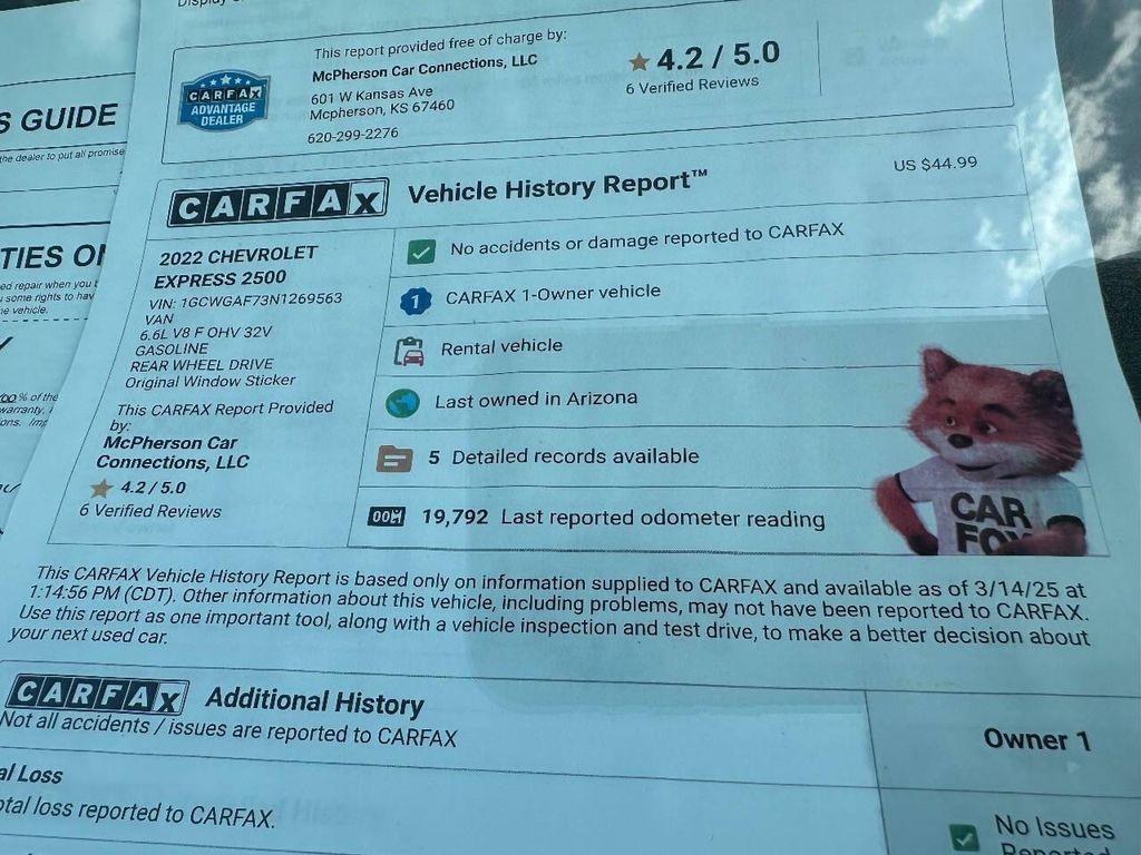 used 2022 Chevrolet Express 2500 car, priced at $32,995