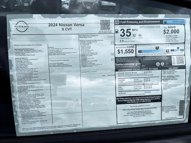 new 2024 Nissan Versa car, priced at $20,537