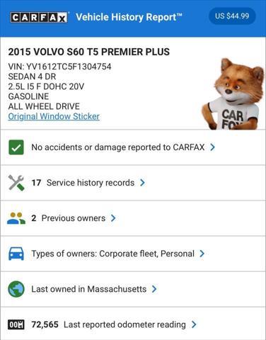 used 2015 Volvo S60 car, priced at $13,495