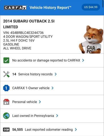 used 2014 Subaru Outback car, priced at $14,495