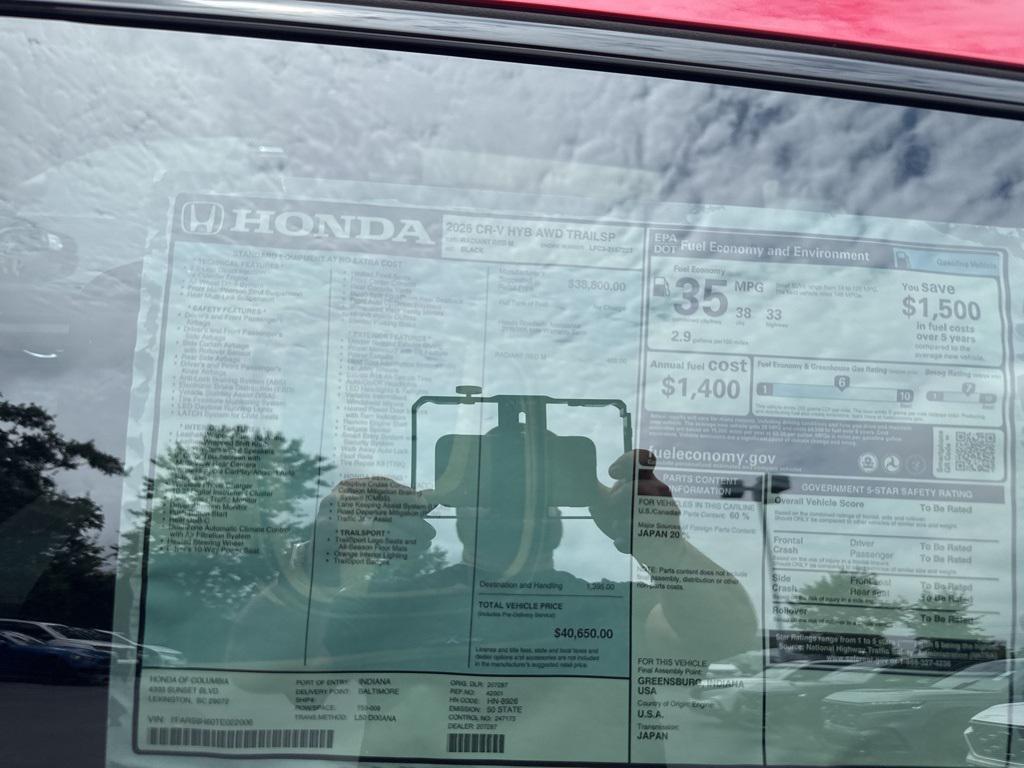 new 2026 Honda CR-V Hybrid car, priced at $38,725