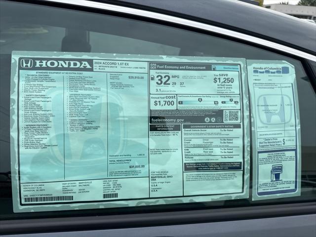 new 2024 Honda Accord car, priced at $30,114