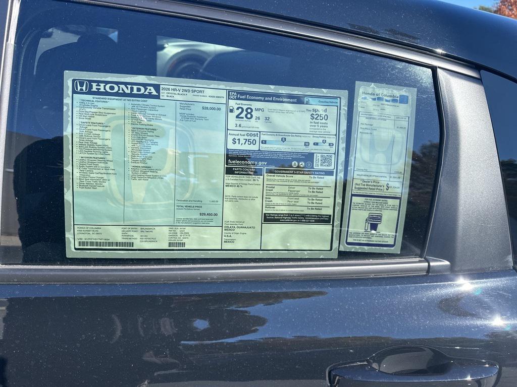 new 2026 Honda HR-V car, priced at $28,749