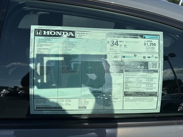 new 2026 Honda Civic car, priced at $27,700