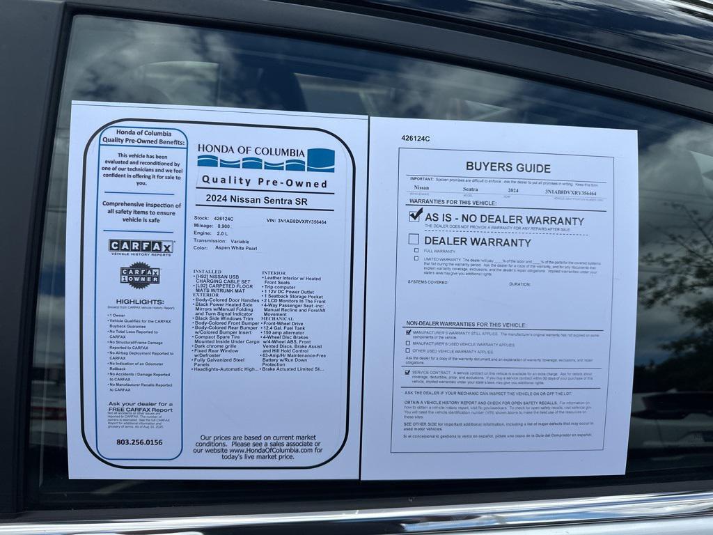 used 2024 Nissan Sentra car, priced at $22,389