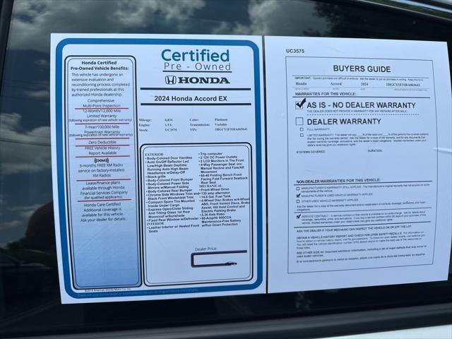 used 2024 Honda Accord car, priced at $29,389