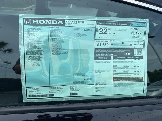 new 2025 Honda Accord car, priced at $28,373