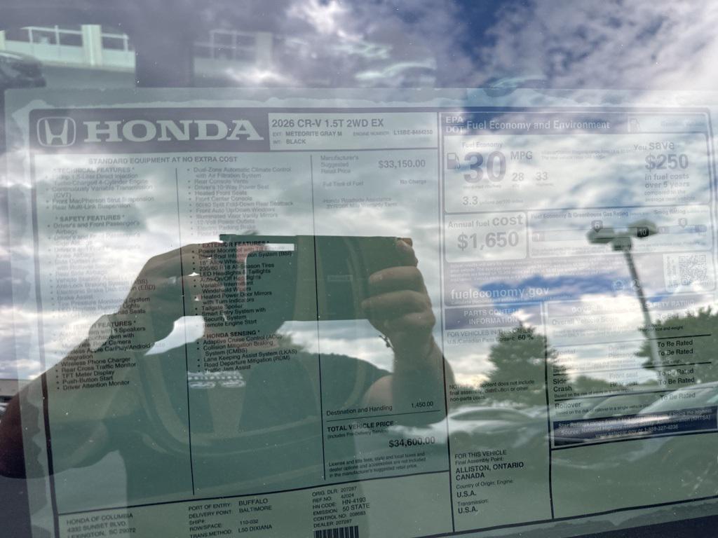 new 2026 Honda CR-V car, priced at $34,100