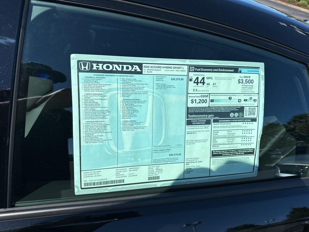 new 2025 Honda Accord Hybrid car, priced at $34,847