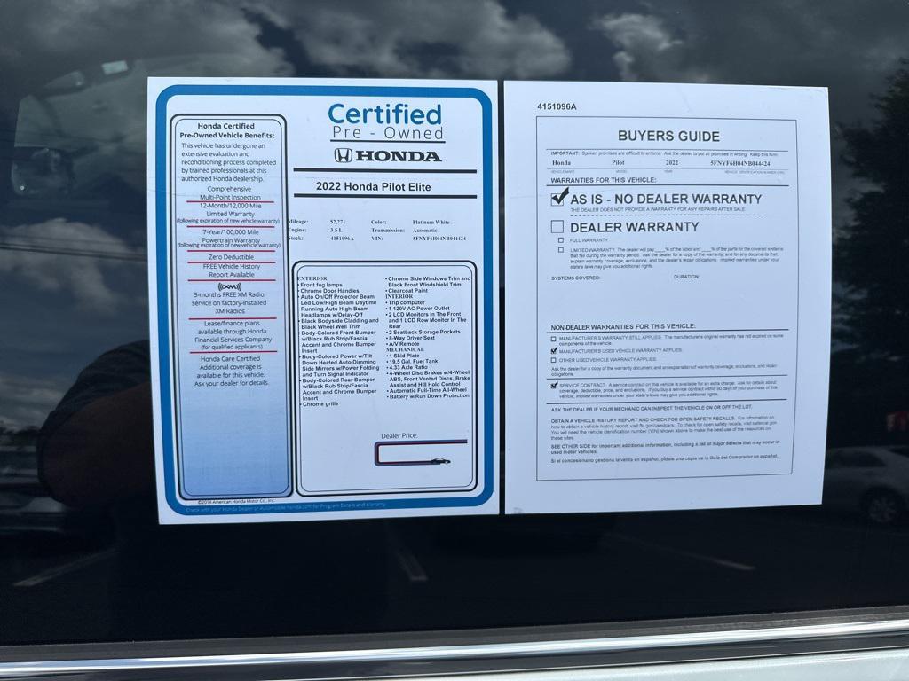 used 2022 Honda Pilot car, priced at $35,000