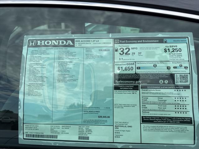 new 2025 Honda Accord car, priced at $28,373