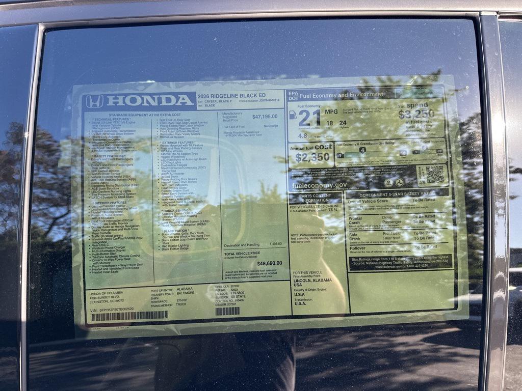 new 2026 Honda Ridgeline car, priced at $44,936