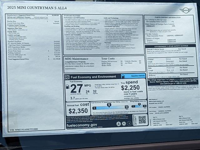 new 2025 MINI Countryman car, priced at $41,195