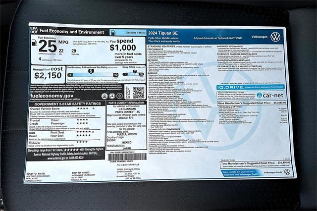 new 2024 Volkswagen Tiguan car, priced at $35,416