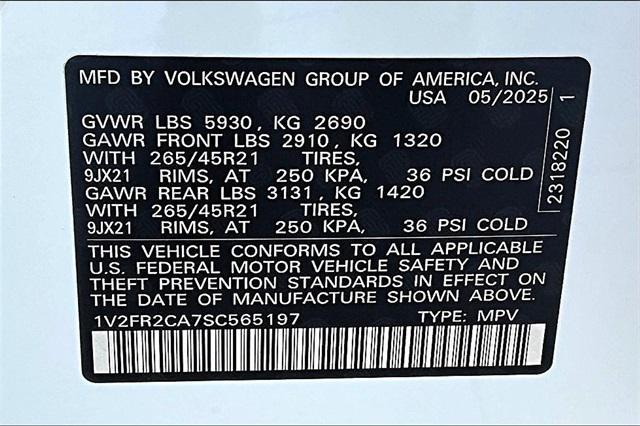 new 2025 Volkswagen Atlas car, priced at $54,871