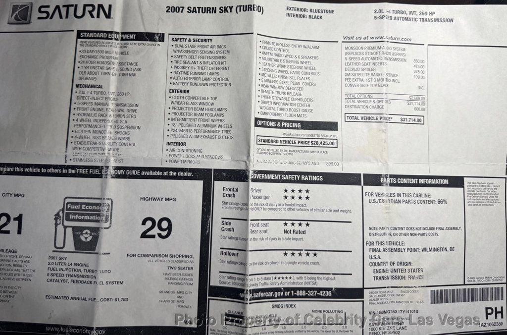 used 2007 Saturn Sky car, priced at $24,950