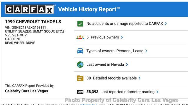 used 1999 Chevrolet Tahoe car, priced at $29,999