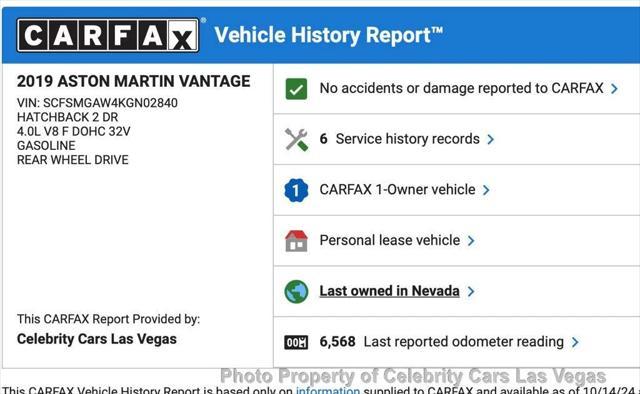 used 2019 Aston Martin Vantage car, priced at $104,900