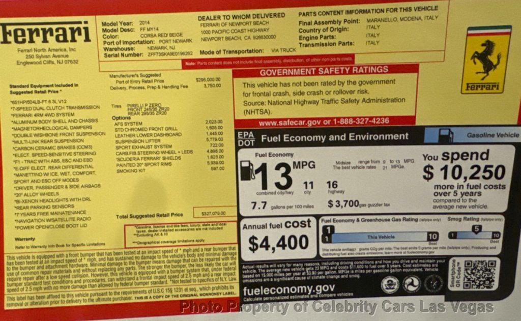 used 2014 Ferrari FF car, priced at $125,950