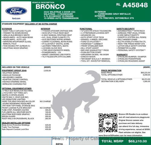 used 2024 Ford Bronco car, priced at $59,575