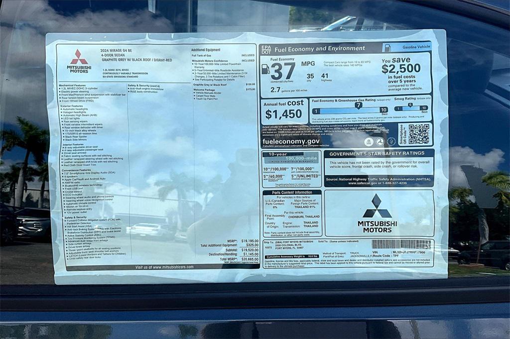 new 2024 Mitsubishi Mirage G4 car, priced at $15,665