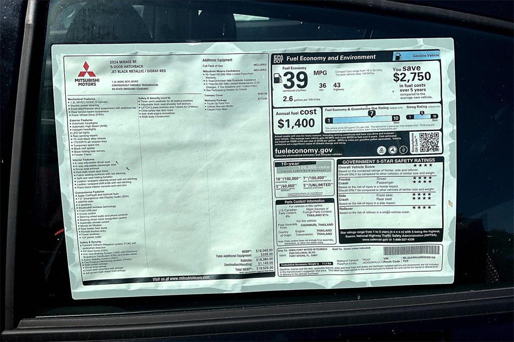 new 2024 Mitsubishi Mirage car, priced at $14,025
