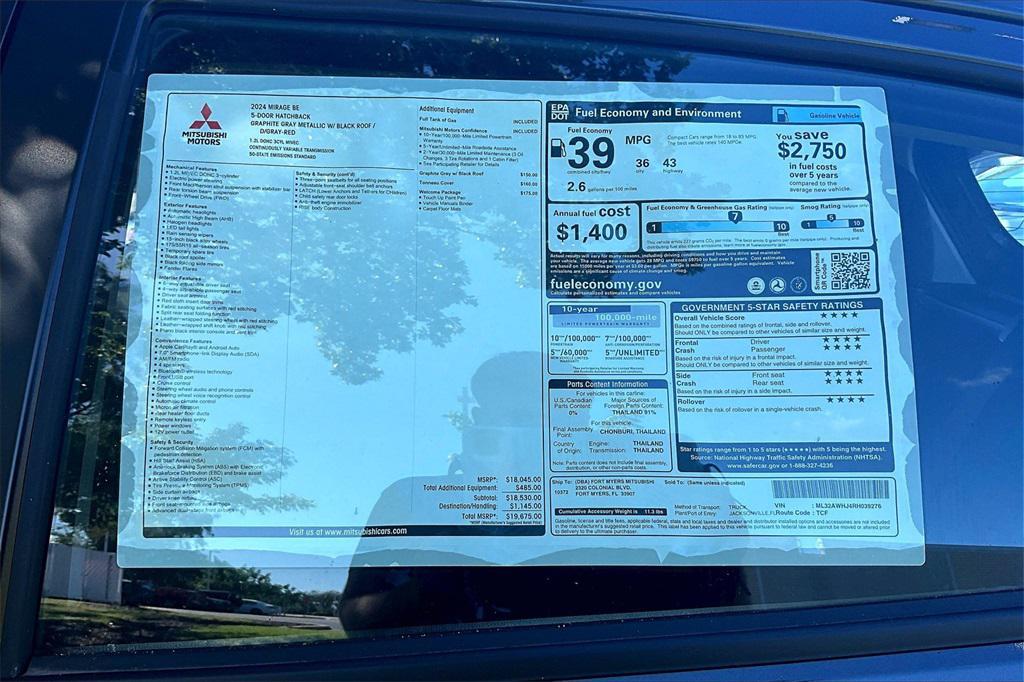 new 2024 Mitsubishi Mirage car, priced at $14,175