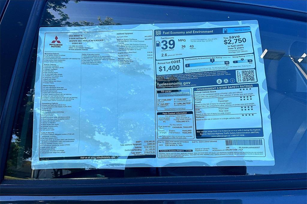 new 2024 Mitsubishi Mirage car, priced at $14,175