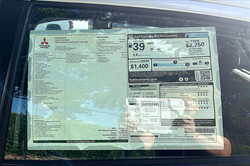 new 2024 Mitsubishi Mirage car, priced at $14,570