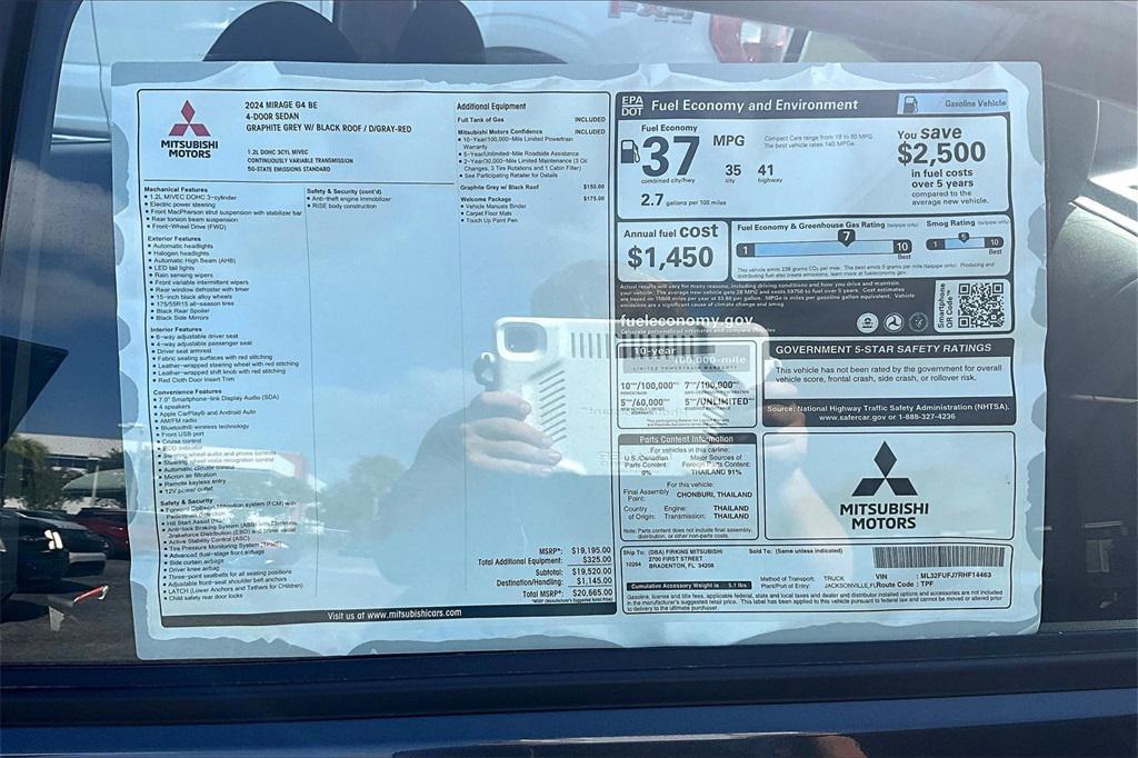 new 2024 Mitsubishi Mirage G4 car, priced at $15,665