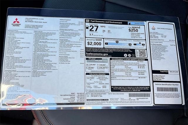 new 2024 Mitsubishi Outlander car, priced at $34,735