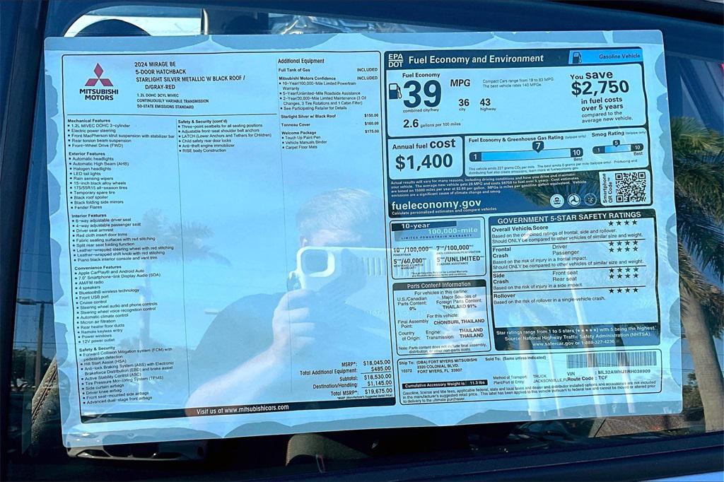 new 2024 Mitsubishi Mirage car, priced at $14,175