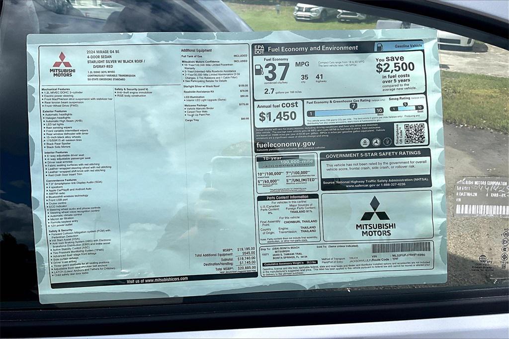 new 2024 Mitsubishi Mirage G4 car, priced at $15,885
