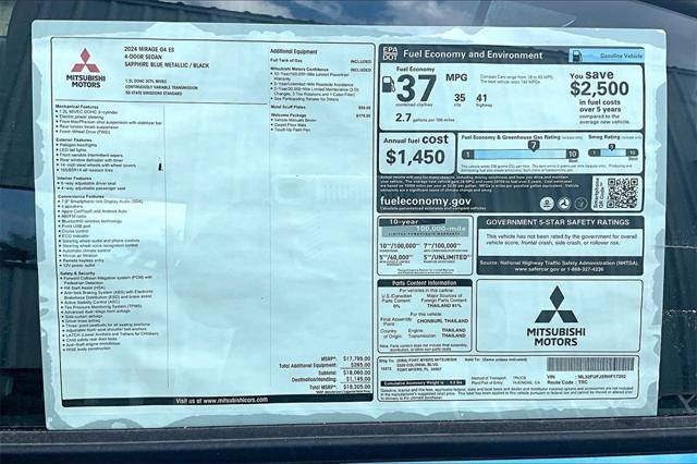 new 2024 Mitsubishi Mirage G4 car, priced at $15,205