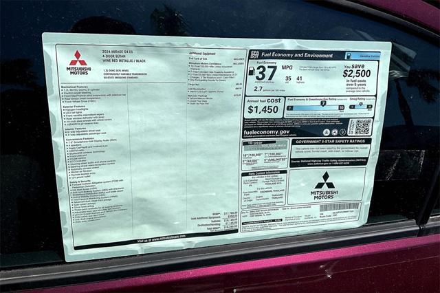 new 2024 Mitsubishi Mirage G4 car, priced at $15,290