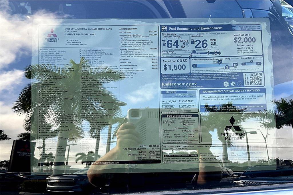 new 2025 Mitsubishi Outlander PHEV car, priced at $51,215