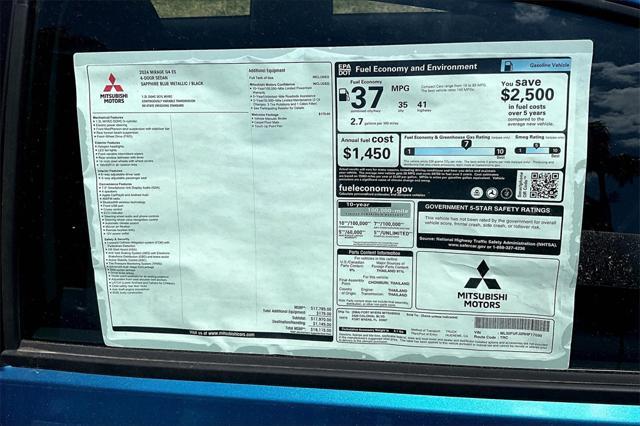 new 2024 Mitsubishi Mirage G4 car, priced at $15,115