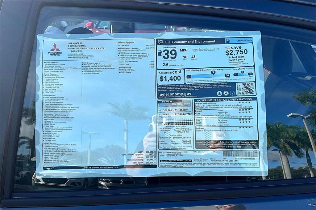 new 2024 Mitsubishi Mirage car, priced at $14,175