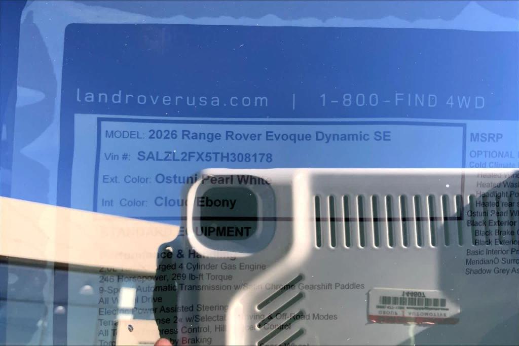 new 2026 Land Rover Range Rover Evoque car, priced at $61,295