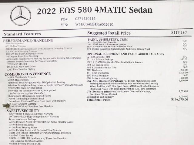 used 2022 Mercedes-Benz EQS 580 car, priced at $43,991