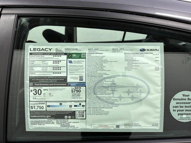 new 2025 Subaru Legacy car, priced at $27,576